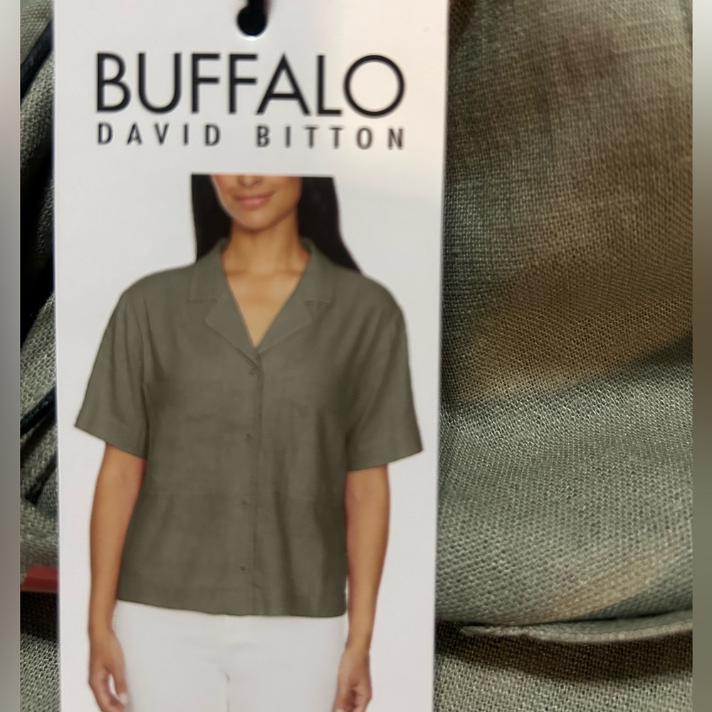 Buffalo David Bitton Casual Green Shirt Linen Blend XL NWT